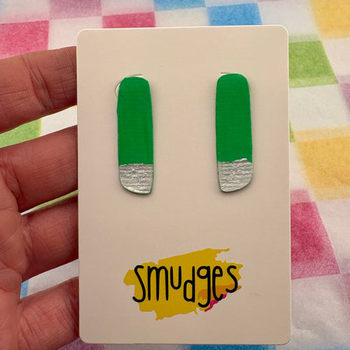 Colour Me Happy Green Studs - Smudges