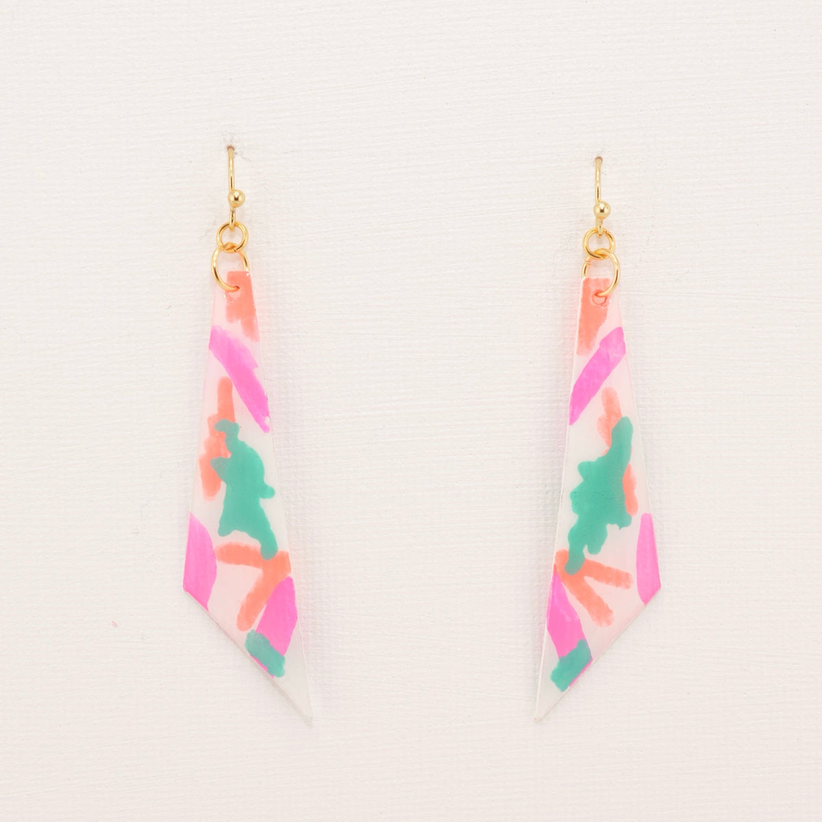 Cut Loose Dangles, pale pink, coral and mint statement earrings
