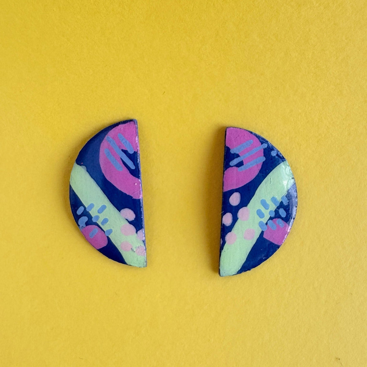 Doodle Half Moon Studs - Smudges