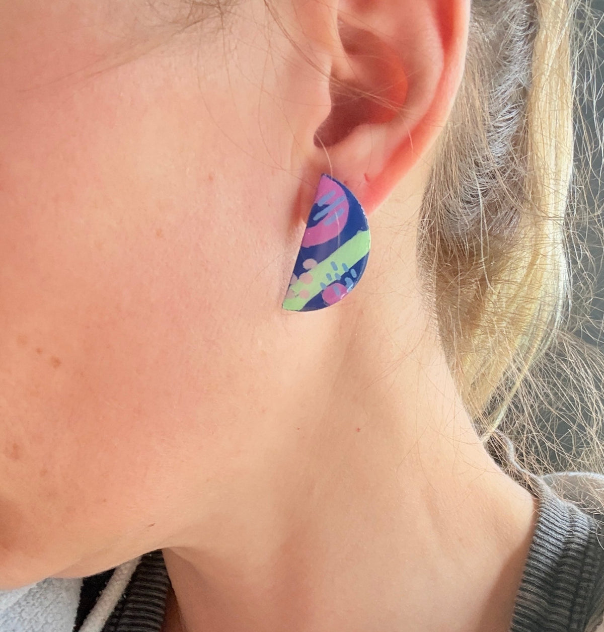 Doodle Half Moon Studs - Smudges