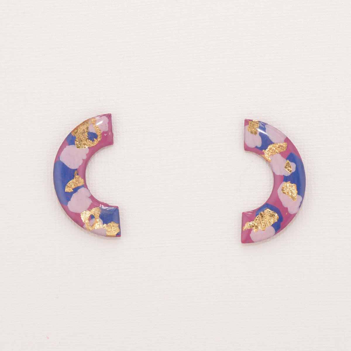 Gilt Trip Crescents, purple, blue, mint and gold crescent earrings