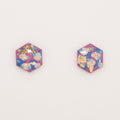 Gilt Trip Hex Studs, purple, blue, mint and gold hexagonal stud earrings
