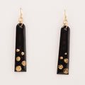 Gold Digger Dangles, glossy black and gold long statement earrings