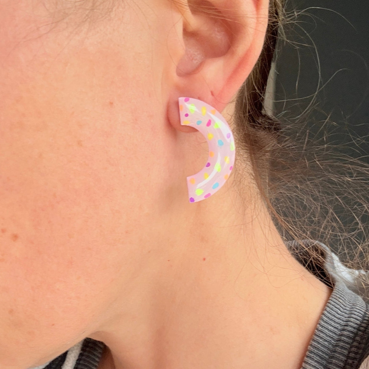 Sprinkles Light Pink Crescent Studs - Smudges