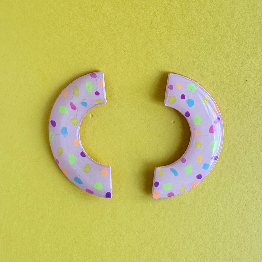 Sprinkles Light Pink Crescent Studs - Smudges