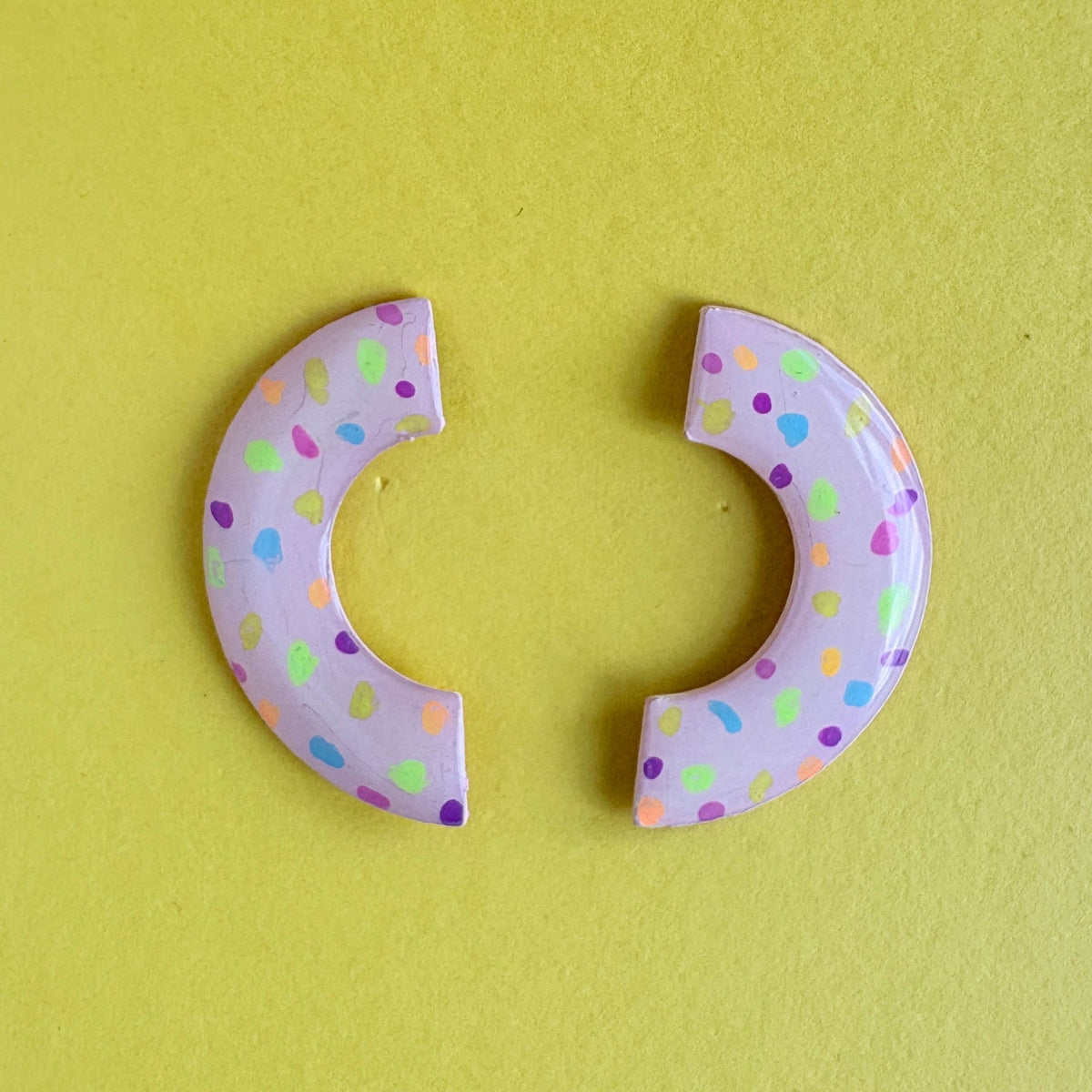 Sprinkles Light Pink Crescent Studs - Smudges