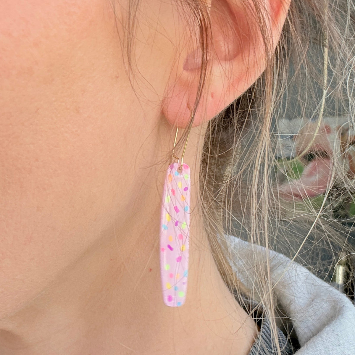 Sprinkles Light Pink Long Dangles - Smudges