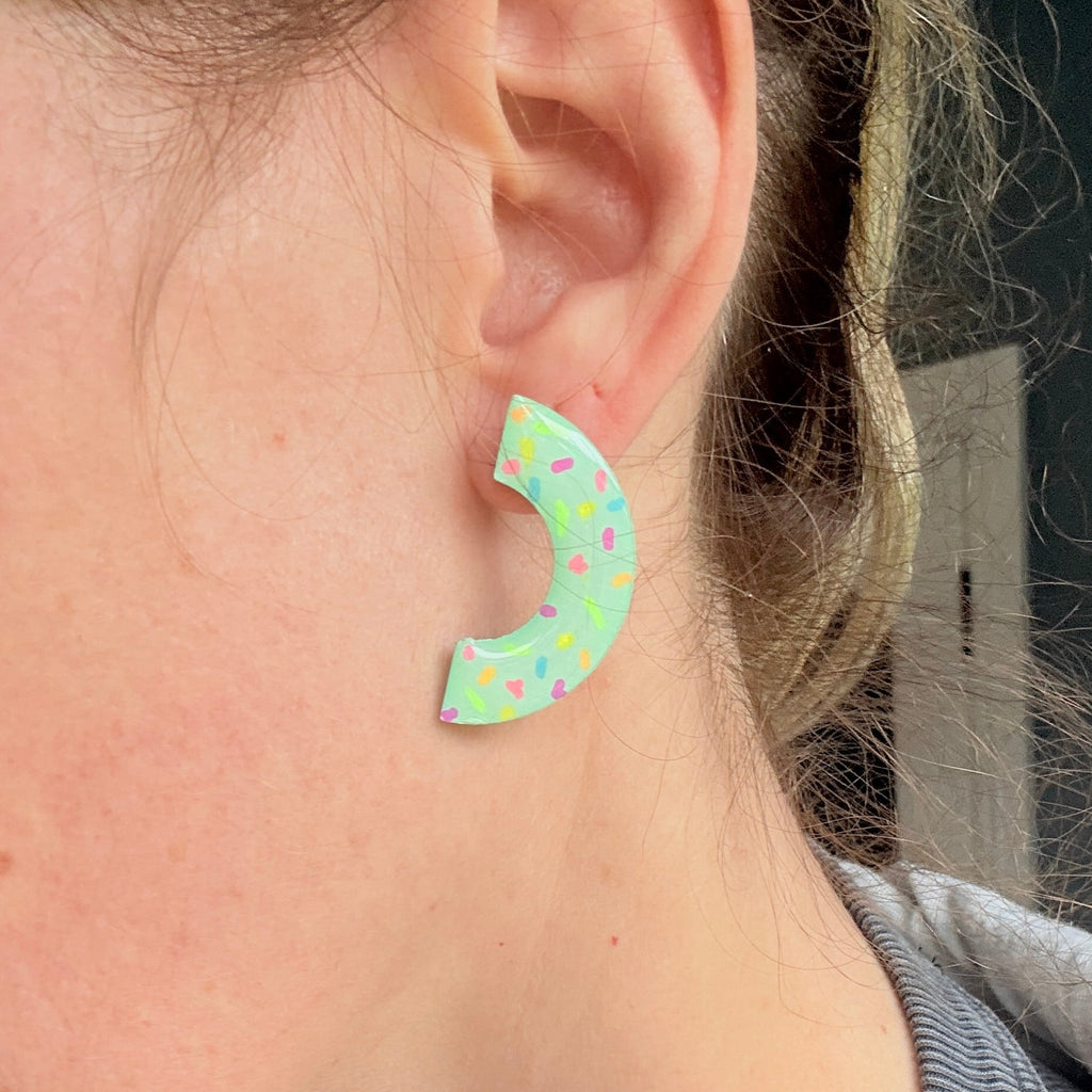 Sprinkles Mint Crescent Studs - Smudges