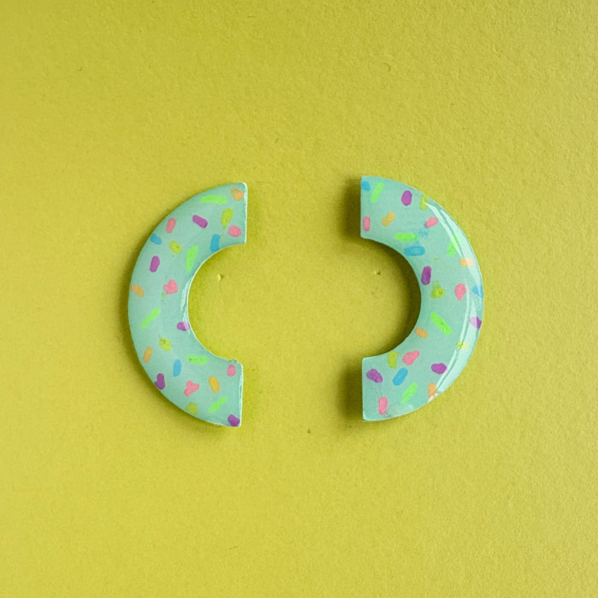 Sprinkles Mint Crescent Studs - Smudges