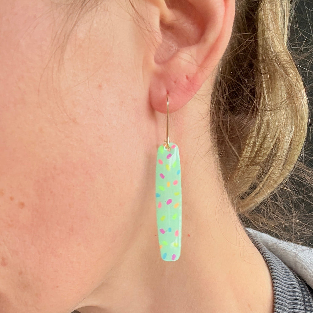 Sprinkles Mint Long Dangles - Smudges