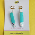 Sprinkles Teal Long Dangles - Smudges