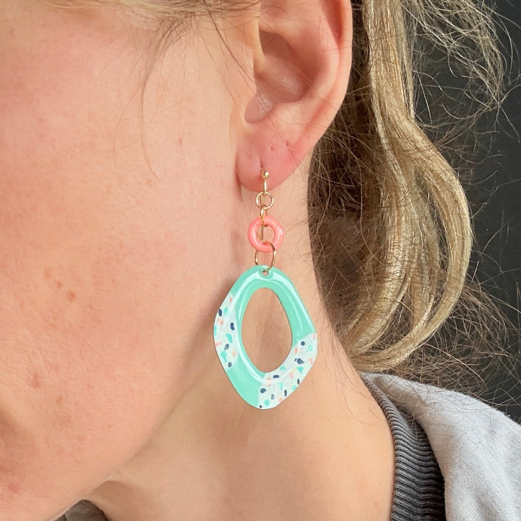 Sprinkles Teal Loop Dangles - Smudges