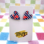 Stripe Tease Heart Studs - Smudges