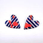 Stripe Tease Heart Studs - Smudges
