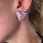Stripe Tease Heart Studs - Smudges